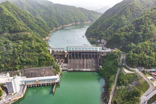 航拍湖南益阳安化县柘溪水库