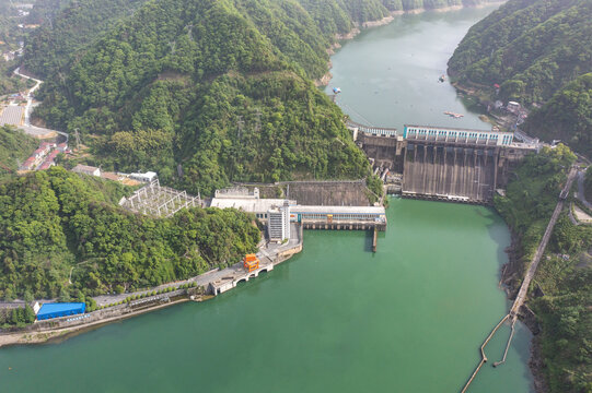 航拍湖南益阳安化县柘溪水库