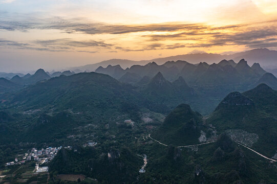 航拍广西桂林阳朔桂林山水