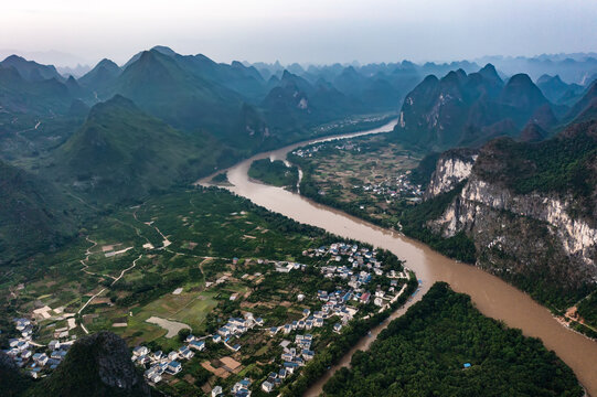 航拍广西桂林阳朔桂林山水