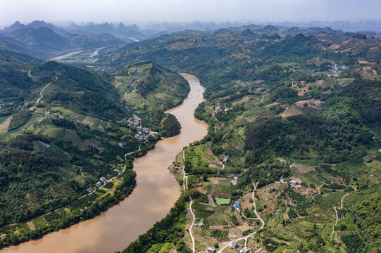 航拍广西桂林阳朔桂林山水