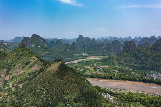 航拍广西桂林阳朔桂林山水