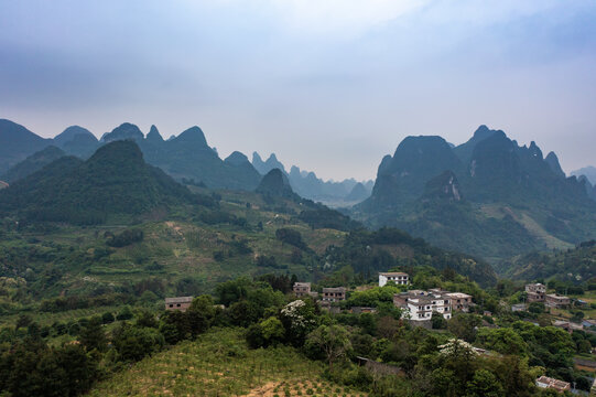 航拍广西桂林阳朔桂林山水