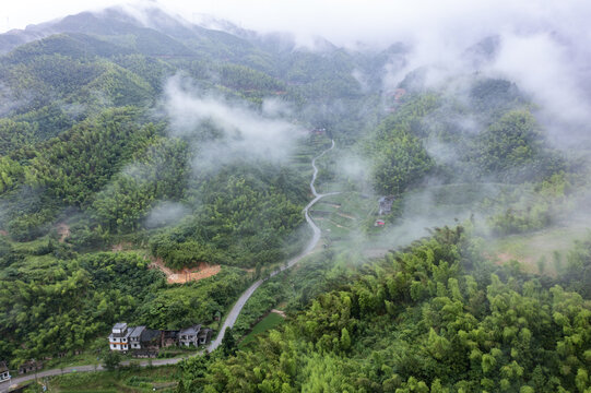 航拍湖南郴州金仙寨风电场