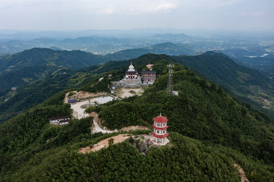 航拍湖南长沙宁芙蓉山普济寺