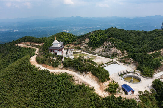 航拍湖南长沙宁芙蓉山普济寺