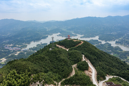 航拍湖南长沙宁芙蓉山普济寺