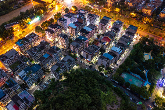航拍湖南長沙梅溪湖夜景
