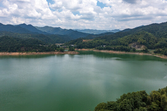 航拍湖南长沙浏阳清江水库