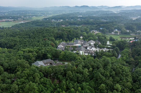 航拍湖南长沙宁乡花明楼景区