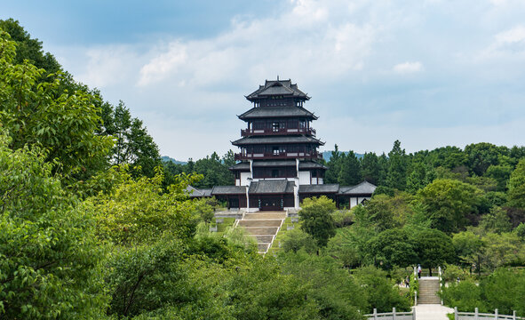 航拍湖南长沙宁乡花明楼景区