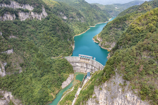 航拍湖南娄底涟源湄江景区