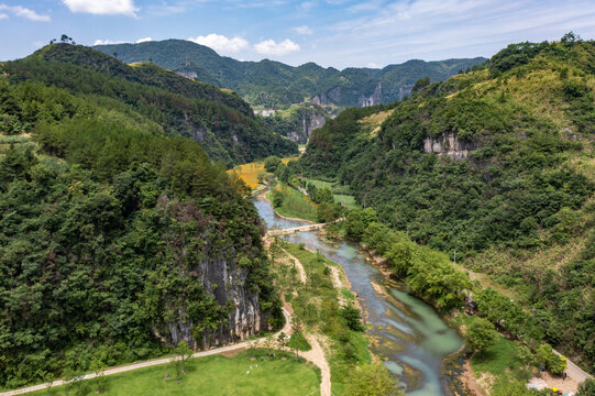 航拍湖南娄底涟源湄江景区