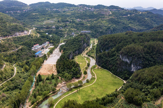 航拍湖南娄底涟源湄江景区