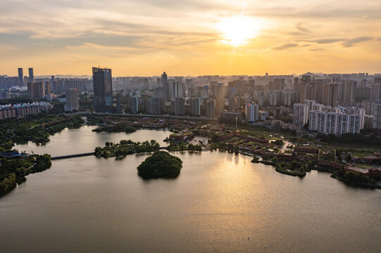 航拍湖南长沙城市景观