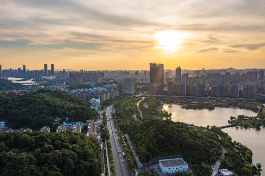 航拍湖南长沙城市景观