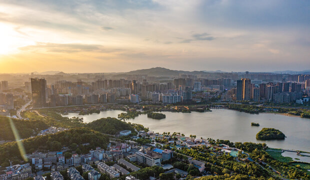航拍湖南長(zhǎng)沙城市景觀