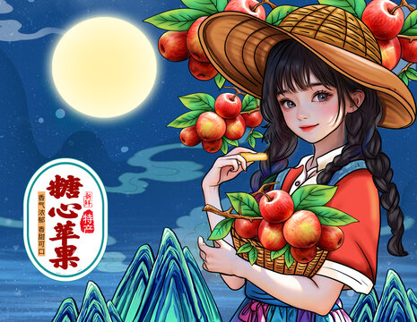 糖心蘋果包裝插畫