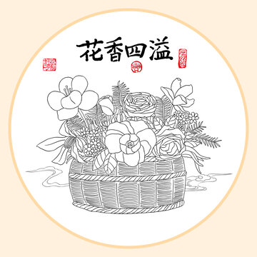 鲜花线稿图