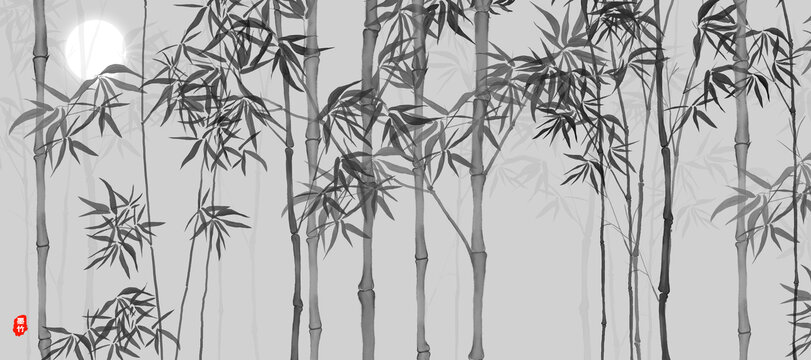 新中式水墨竹林背景墻