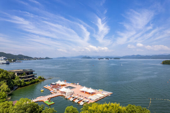 航拍千岛湖风景区夏日风光