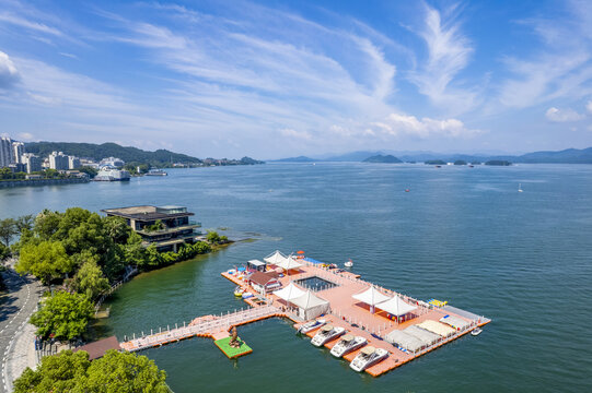 航拍千岛湖风景区夏日风光