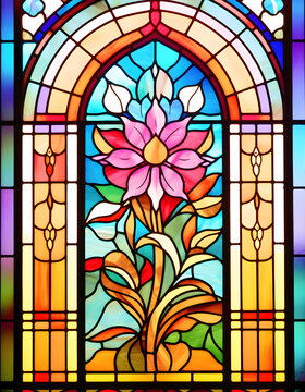 蒂凡尼教堂玻璃立体花艺画
