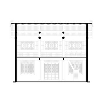 楼房纵正剖面线稿图