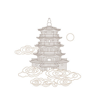 萬(wàn)壽塔線描