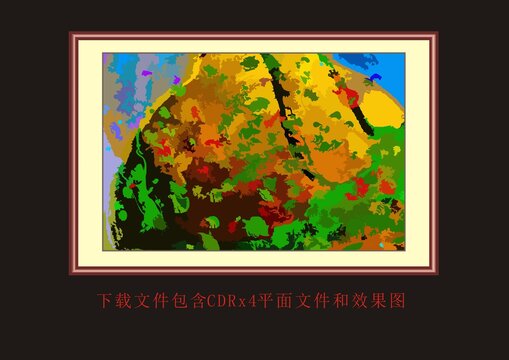 綠色植物底紋花紋色塊油畫