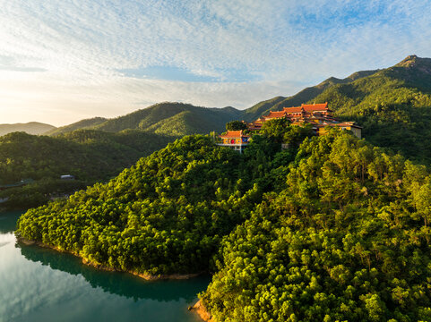 广东珠海斗门金台寺水库航拍