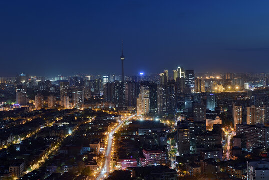 天津电视塔城市风光夜景