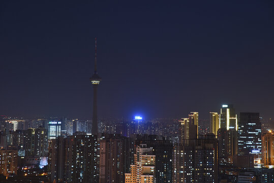 天津电视塔城市风光夜景