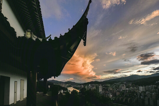 福建南平延平晚霞风光