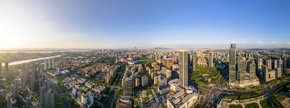 南京河西城市风光全景航拍