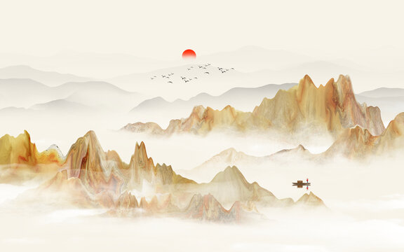 紋理石材山水背景墻