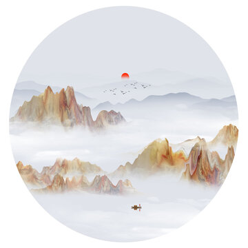 中式水墨山水畫