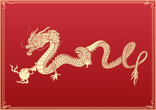 龍年2024紅色底紋金龍