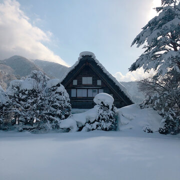 积雪的木屋