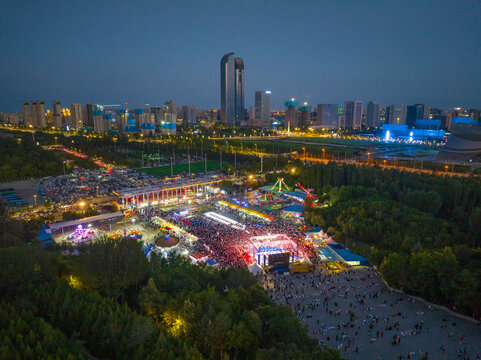 宁夏银川览山公园夜景