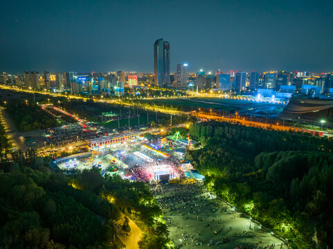 宁夏银川览山公园夜景