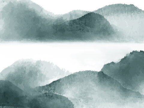 国潮山水插画