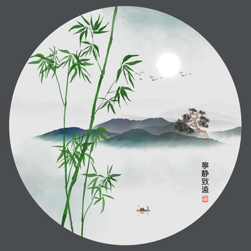 輕奢竹子山水