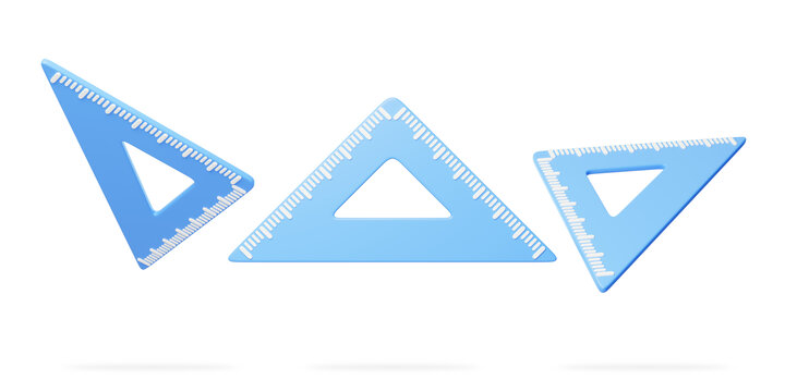 辦公學習三角尺測量工具3D
