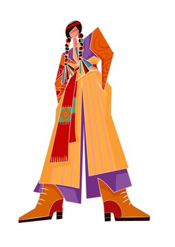 藏族服飾扁平人物時尚潮流