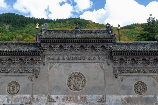 五台山普化寺古建石雕石刻照壁