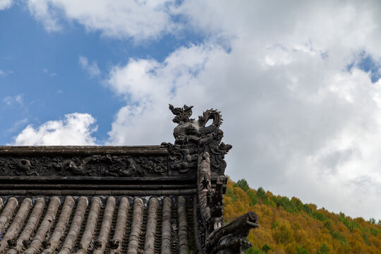 五台山普化寺古建石雕石刻照壁