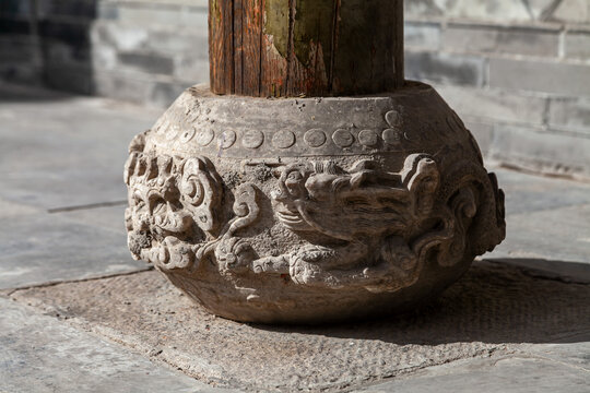 五台山普化寺古建石雕石刻柱子