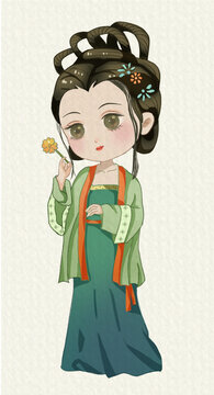Q版古風(fēng)漢服少女女孩花神