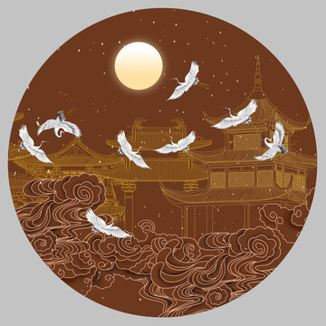 高端刺繡樓閣裝飾畫(huà)